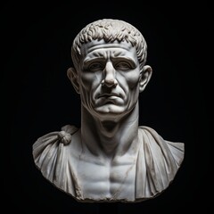 greek human head statue in a stern position