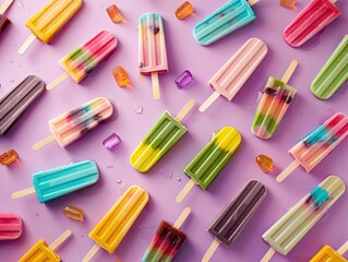 Summer Delight, Vibrant Popsicle Pattern on Light Surface