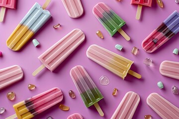 Summer Delight, Vibrant Popsicle Pattern on Light Surface