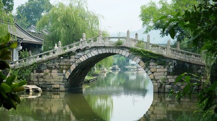 Fototapeta na wymiar ancient river bridge