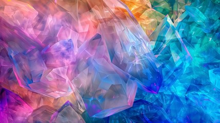 Abstract 3D illustration of multicolored crystals. Beautiful abstract background