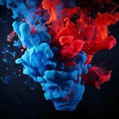 Colorful ink in water isolated on black background. Abstract background.
