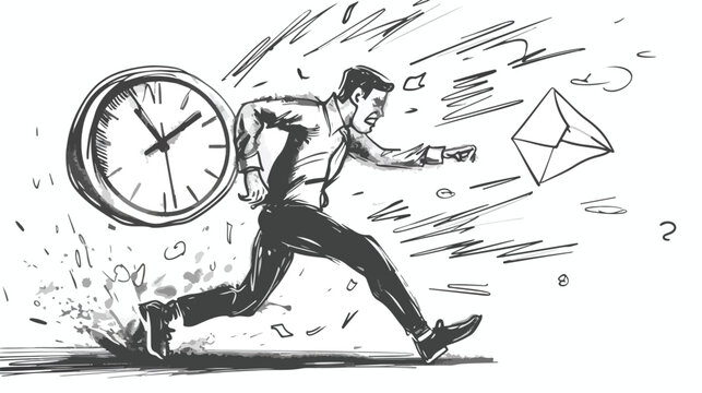 Time management failure. stressed businessman running