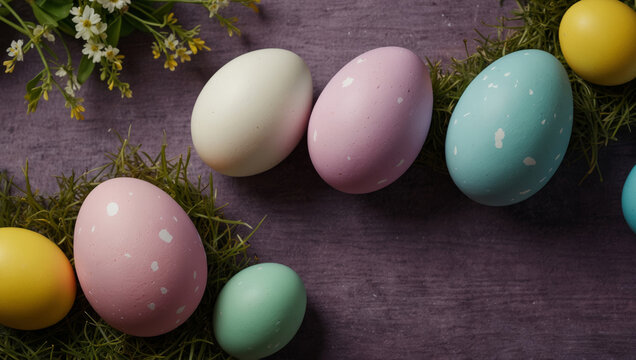 Easter eggs in the background