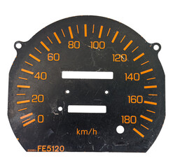 Vintage speedometer dial isolated on transparent background. PNG File