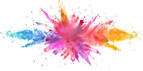 Spread joy and positivity burst of colored powder exploding in a colorful display against a white canvas