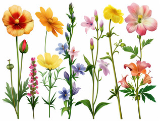 Set of garden flowers, cut 