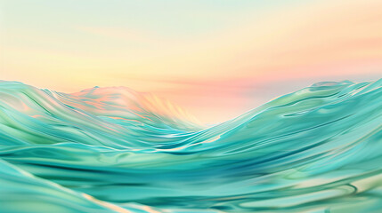 This portrayal showcases blurred abstract background shifting from sea green to pastel pink, capturing the fluidity and beauty of ocean waves at sunset. in a stunning visual representation.