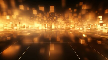 golden technology background with glowing lines. High resolution 3d render