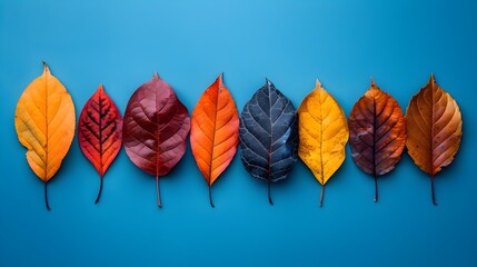 Vibrant Autumn Leaf Arrangement with Colorful Foliage Textures and Natural Flat Lay Composition
