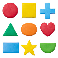 Png cute geometric shapes dry clay colorful graphic for kids set