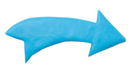 Arrow png blue clay texture pointing right hand craft graphic for kids