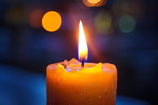 : A close-up of a candle flame, with a dark background highlighting the bright, flickering light