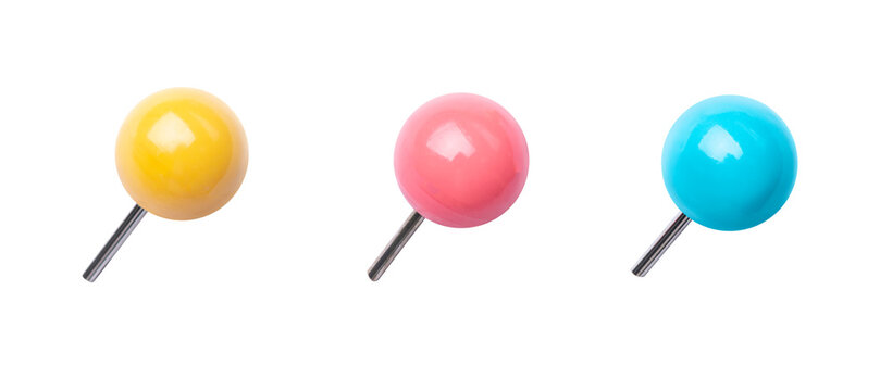 Colorful pin png, stationery sticker set