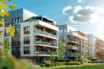 Europe modern complex of residential apartment buildings complex condo.