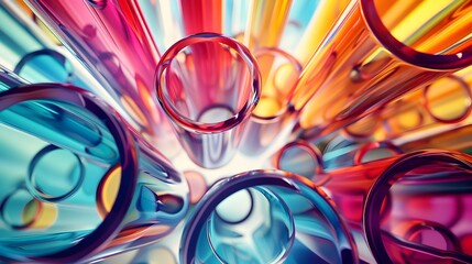 Captivating Colorful Glass Tubes - Abstract Scientific Composition Merging Art and Innovation