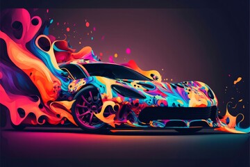 Sport car with abstract colorful background. Vector illustration. Eps 10.