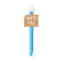 Set of wooden street signs in the snow, winter pointers in flat style. Cute collection of North Pole signs or Christmas. Winter holiday xmas symbol, cartoon banner. Vector illustration,