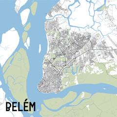 Belém, State of Pará, Brazil map poster art - obrazy, fototapety, plakaty