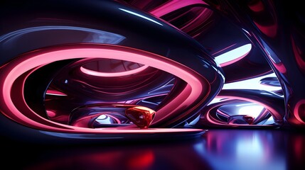 Dynamic Sci-Fi Architectural Curves and Lighting in Vibrant Color Palette