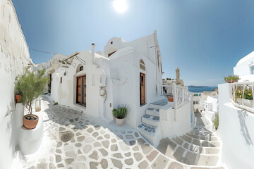 Vacation in Santorini, Greece, Generative AI - obrazy, fototapety, plakaty