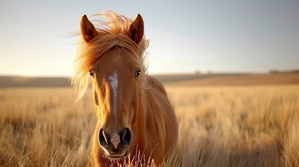Majestic and elegant horse gracefully galloping freely in a vast and open meadow