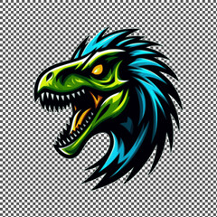 head of dinosaur in vector style. menacing creature suitable for a logo esport gaming editable design available in PNG