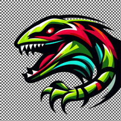 menacing green lizard creature in vector style suitable for a logo esport gaming editable design available in PNG