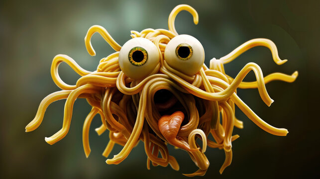 Flying spaghetti monster - Pastafarian, atheist symbol