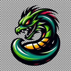 illustration of menacing green dragon creature suitable for a logo esport gaming editable design available in PNG