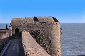 The images of Diu fort built in 16th century by Portuguese at the eastern. The old lighthouse on the famous tourist spot of fort diu. built by Portuguese, located in Daman and Diu, India