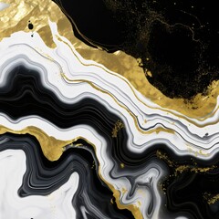 Marble patterned texture background. Marbling artwork for design. Agate ripple pattern. Gold and black.