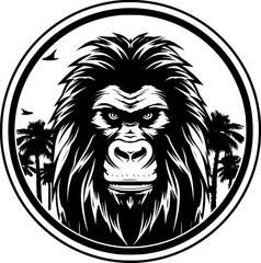 Baboon | Black and White Vector illustration