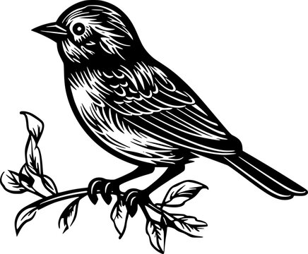 recommend clip art: Sparrow - Black and White Isolated Icon - Vector illustration
