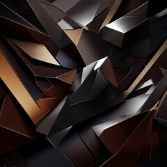 3d rendering of abstract geometric shapes in black and brown colors.