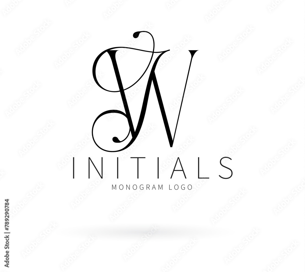 Wall mural IW Typography Initial Letter Brand Logo, IW brand logo, IW monogram Wedding logo, abstract logo design	