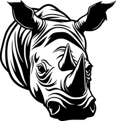 Rhinoceros - Black and White Isolated Icon - Vector illustration