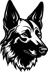 German Shepherd - Black and White Isolated Icon - Vector illustration