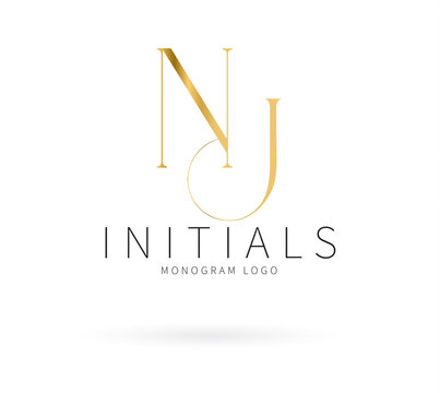NJ Typography Initial Letter Brand Logo, NJ brand logo, NJ monogram wedding logo, abstract logo design