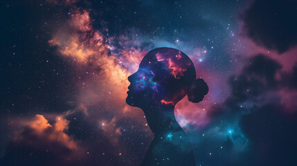 Exploration Mentale : Silhouette Cérébrale Inspirée de l'Espace