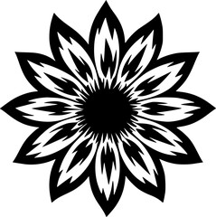 Fototapeta premium Sunflower - Black and White Isolated Icon - Vector illustration