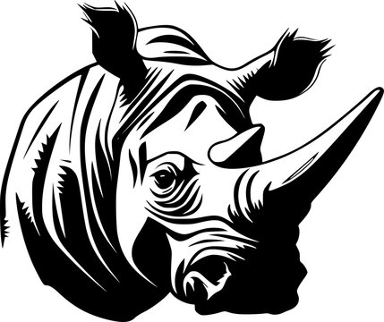 recommend clip art: Rhinoceros | Black and White Vector illustration