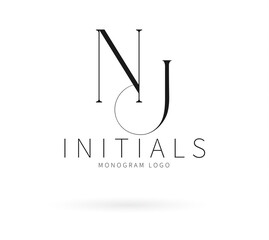 NJ Typography Initial Letter Brand Logo, NJ brand logo, NJ monogram wedding logo