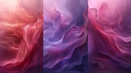 Template of abstract pink and purple gradient fluid liquid cover with vibrant graphic colors, holograms, and lines. Best for flyers, brochures, background, wallpaper, ads, and more.
