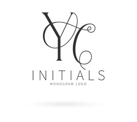 YC Typography Initial Letter Brand Logo, YC brand logo, YC monogram Wedding logo, abstract logo design	