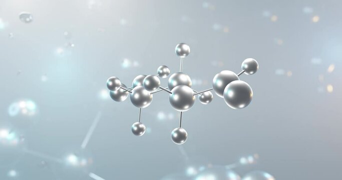 Glutaraldehyde rotating 3d molecule, molecular structure of crosslinking agent, seamless video