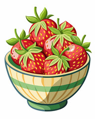 strawberry in a bowl. Vector illustration isolated on white