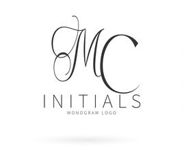 MC Typography Initial Letter Brand Logo, MC brand logo, MC monogram wedding logo, abstract logo design