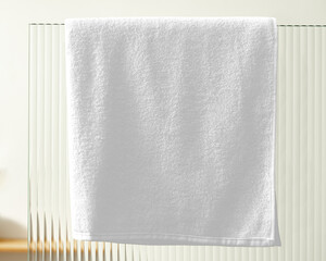 Png bath towel mockup, transparent fabric