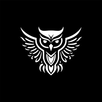 recommend clip art: Owl - Black and White Isolated Icon - Vector illustration